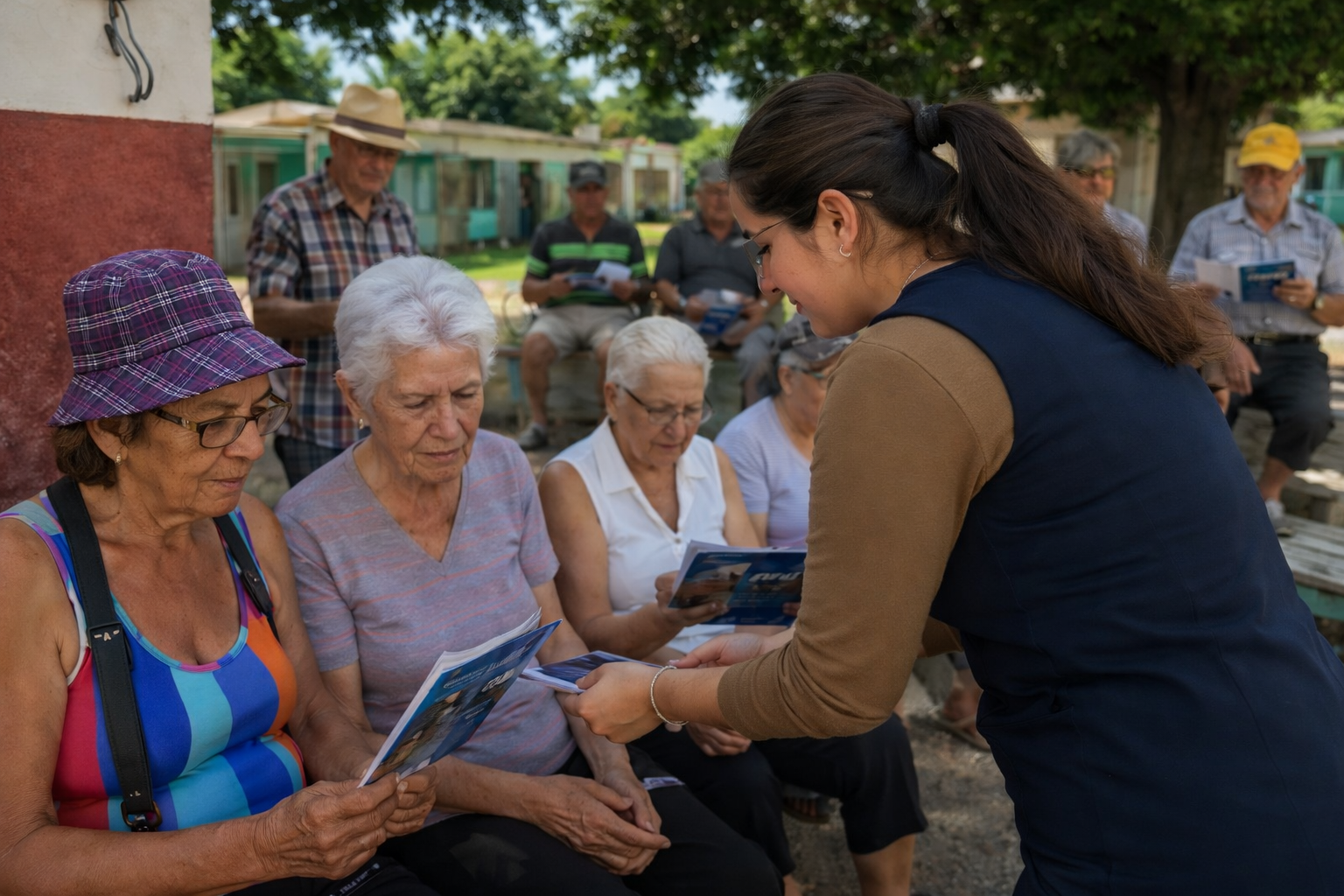 Instructora con abuelitos